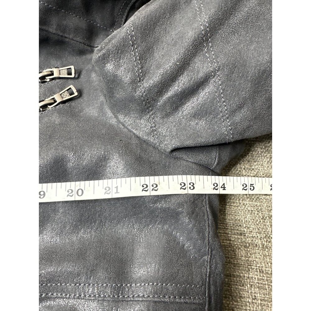 Mens Large Flavor Pigskin Leather Motorcycle Jacket Gray w/ Detachable Hood - Picture 10 of 10
